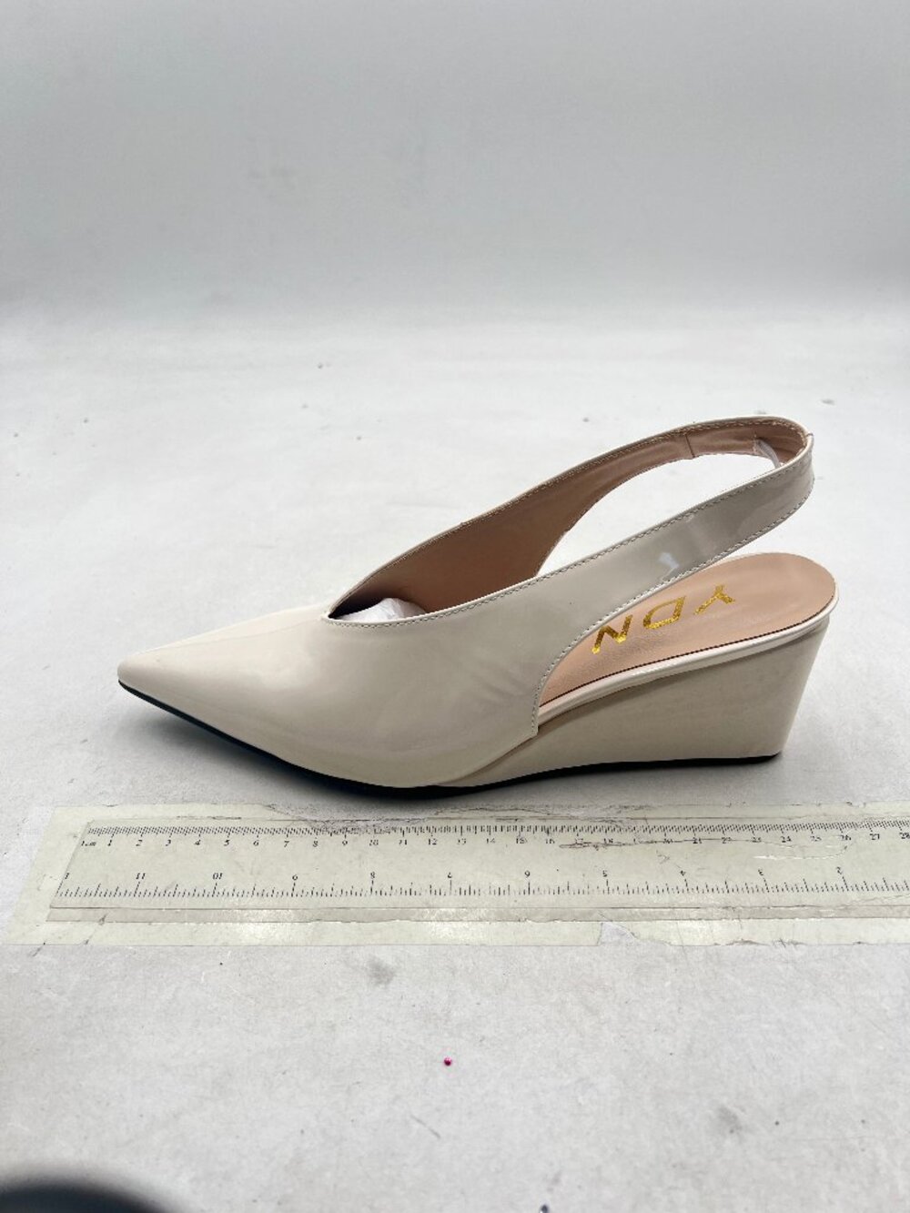 YDN White Sexy Pointed Toe Low Heeled Pumps Wedge Heel Elastic Strap Sandals
